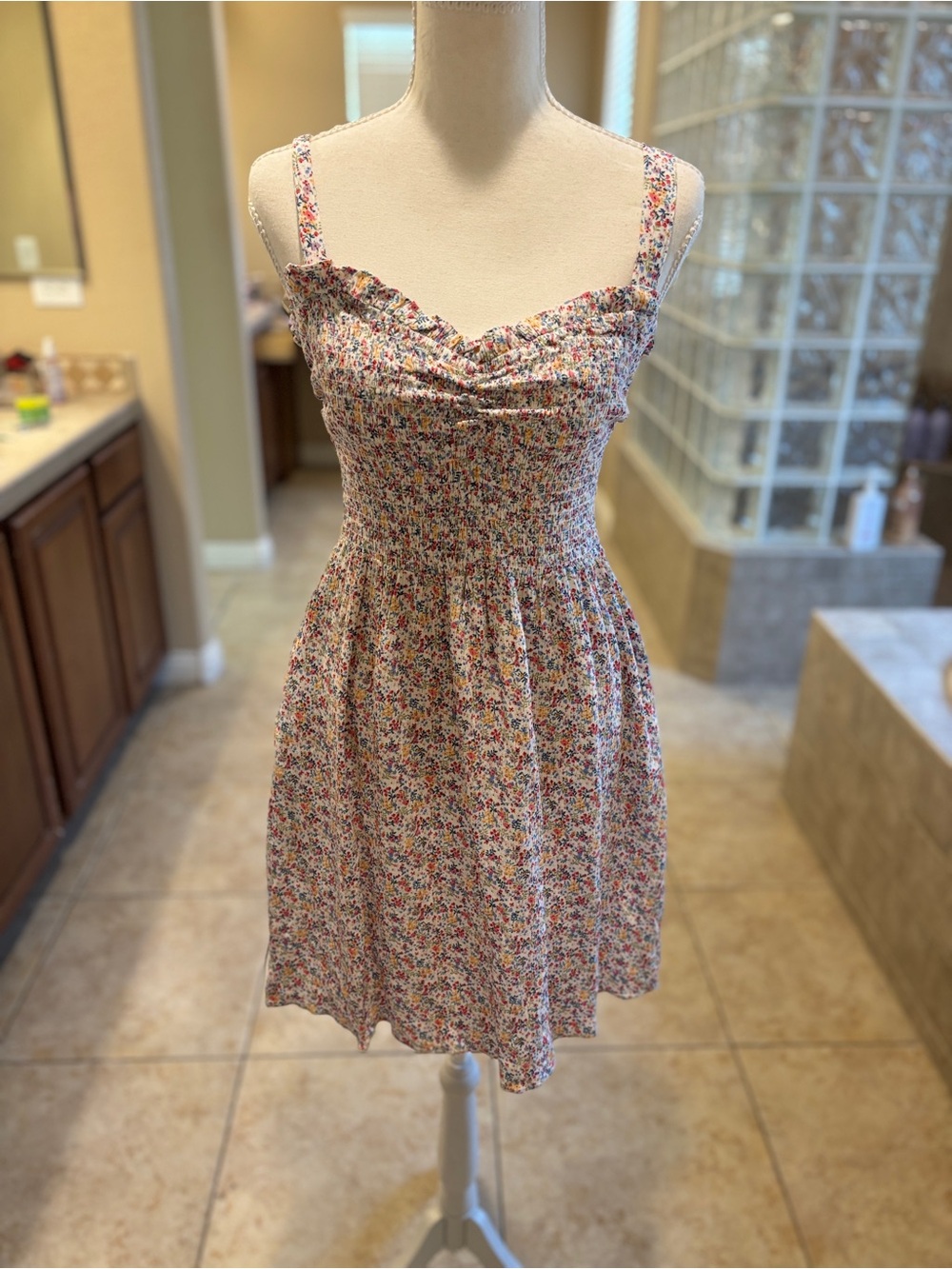 Market & Spruce Pastel Floral Smocked Tie-Shoulder Midi Dress - Picture 3 of 6